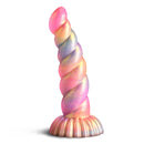 Creature Cocks Aurora Unicorn 8.5 Inch Silicone Dildo in pastel ombre colors with a twisted design