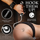 Master Series Stainless Steel Anal Hook with Handle demonstrating strong grip and ergonomic design for dominance play.