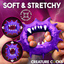 Creature Cocks Constrictor Silicone Cock Ring Purple showcasing soft and stretchy design with fangs and spikes.