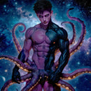 Creature Cocks Octo-Twist Silicone Anal Plug Purple with fantasy-inspired octopus design and galaxy background.