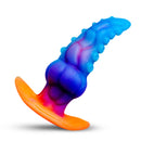 Glowtopus Glow-in-the-Dark Silicone Anal Plug with ridged design and vibrant colors.