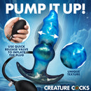 Creature Cocks Blizzard Inflatable Silicone Anal Plug with pump, showcasing unique texture and arctic-wolf theme.