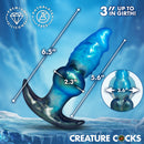 Creature Cocks Blizzard Inflatable Silicone Anal Plug with measurements for maximum pleasure.