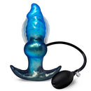 Creature Cocks Blizzard Inflatable Silicone Anal Plug in arctic blue with pump and tapered design.