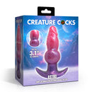Creature Cocks Astro Inflatable Silicone Anal Plug packaging with vivid colors and dimensions displayed.