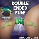 Creature Cocks Dual Kraken Silicone Double Dildo Green showcasing stimulating tentacle texture in double-ended design.