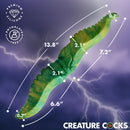 Creature Cocks Dual Kraken Silicone Double Dildo Green showcasing its textured tentacle design and dimensions.