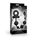 Master Series Balls Deep Vibrating Silicone Anal Beads packaging featuring 3 powerful motors for enhanced stimulation.