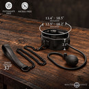 Master Series Constrict Inflatable Collar with Leash Black showcasing measurements and leash details.