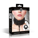 Master Series Constrict Inflatable Collar with Leash Black packaging featuring adjustable collar and inflation pump.