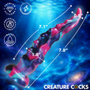 Tenta-Squirm Squirming & Vibrating Tentacle Silicone Dildo with measurements and vibrant colors in an underwater background.
