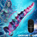 Tenta-Squirm Squirming & Vibrating Tentacle Silicone Dildo featured with remote control in an underwater scene.