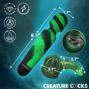 Octo Wand Silicone Vibrating Wand With Attachment showcasing its dual stimulation features and measurements.