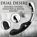 Dual Desire Dual-Ended Silicone and Metal Dildo showcasing ribbed silicone and smooth metal features.