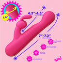 Thrusting Silicone Rabbit Vibrator Pink with dimensions, features, and ergonomic design for optimal pleasure.