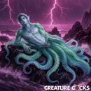 Creature Cocks Deep Squirmer Squirming Silicone Vibrator, fantasy character with tentacle features on rocky shore.