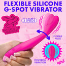 Flexible Silicone G-Spot Vibrator Pink with flexible neck, 3 speeds, and patterns for targeted pleasure.
