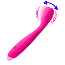 Flexible Silicone G-Spot Vibrator Pink with a bendable neck and dual tip for targeted pleasure.
