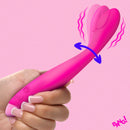 Flexible Silicone G-Spot Vibrator Pink held in hand, showcasing its bendable design and vibrant color.
