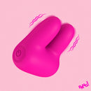 Bang Dual Silicone Clitoral Vibrator Pink with dual silicone ears against a soft pink background.