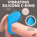 Bang Vibrating Silicone C-Ring Black with textured pad for partner stimulation and stretchy cock ring design.