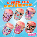 Hentai Girls 6-Pack Egg Masturbators featuring unique designs and openings for diverse pleasure experiences.