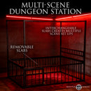 Master Series Bondage Bed with Cage Black, heavy-duty dungeon station with interchangeable slabs.