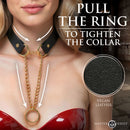 Pull the ring to tighten the Master Series Halo Desire O-Ring Collar Black made from vegan leather.