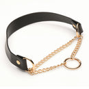 Master Series Halo Desire O-Ring Collar Black with gold curb chains and O-ring for adjustable play.