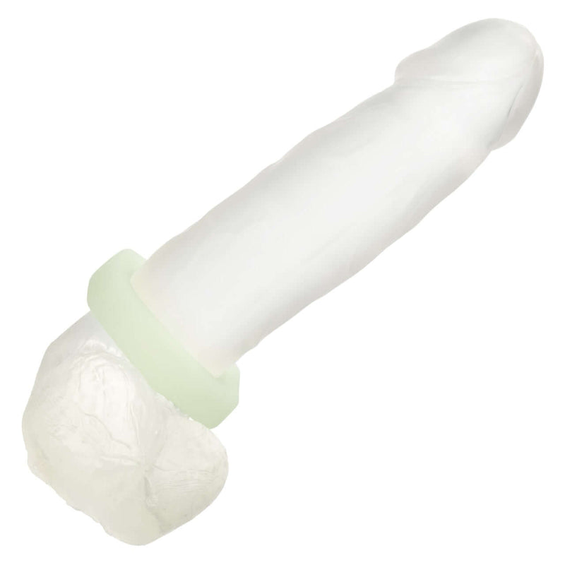 Glow-in-the-dark silicone Alpha Prolong Sexagon ring on display