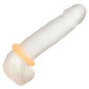 Alpha™ Glow-In-The-Dark Liquid Silicone Prolong Medium Ring on a translucent silicone model