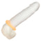 Alpha™ Glow-In-The-Dark Liquid Silicone Prolong Medium Ring on a translucent silicone model