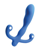 Aneros Vibrating Helix Syn V Prostate Massager Blue with smooth silicone finish for prostate health awareness.