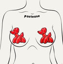 Red Balloon Animal Breast Pasties on a stylized figure, showcasing a playful and vibrant pop-art design.