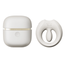 ZALO Apis Vibrating Couples Ring Ivory White alongside its sleek charging case.