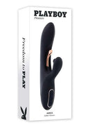 Playboy Aureus rechargeable silicone triple motor vibrator in black packaging, designed for G-Spot stimulation.