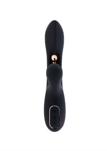Playboy Aureus black silicone triple motor vibrator with remote, designed for G-Spot stimulation.