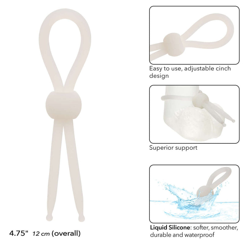 Alpha Liquid Silicone Lasso - Natural, 4.75" adjustable premium enhancer with easy cinch design, superior support, and waterproof silicone.