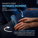 Passion Water Based Anal Lubricant 8 Oz bottle on a bed for enhanced intimate comfort.