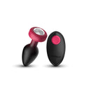 Eluxe Vibrating Anal Plug With Remote Medium Ruby Ombre featuring a gem base and remote control for customizable pleasure.