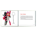 Sock Monkey Kama Sutra Book illustration of the Stork position with sock monkeys having fun.
