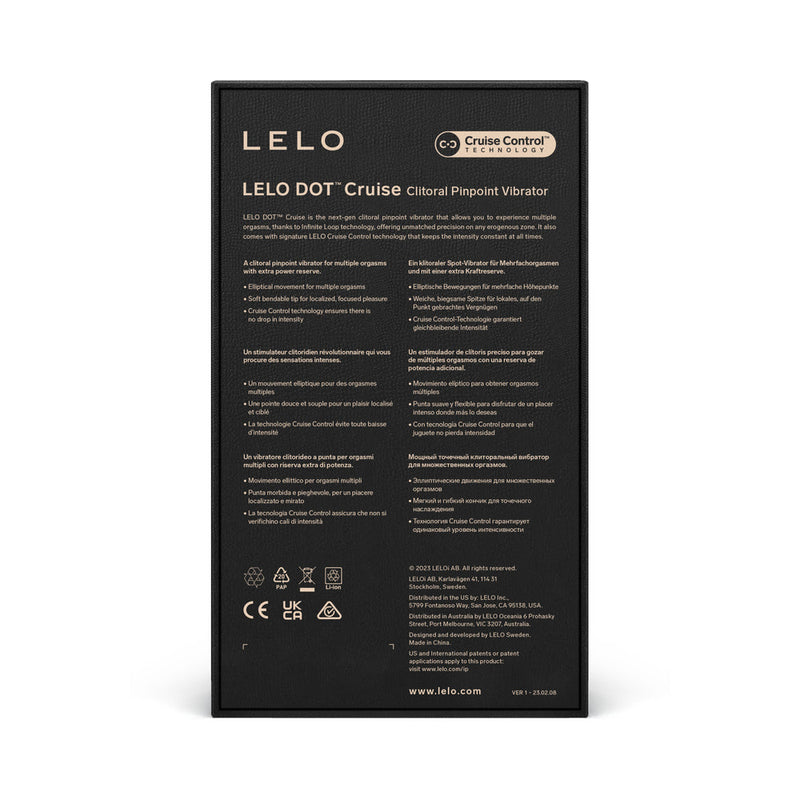 LELO DOT Cruise Pistachio Cream product packaging and features description for precision pleasure.