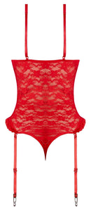CUPLESS CROTCHLESS TEDDY RED S/M (LUV LACE)-6