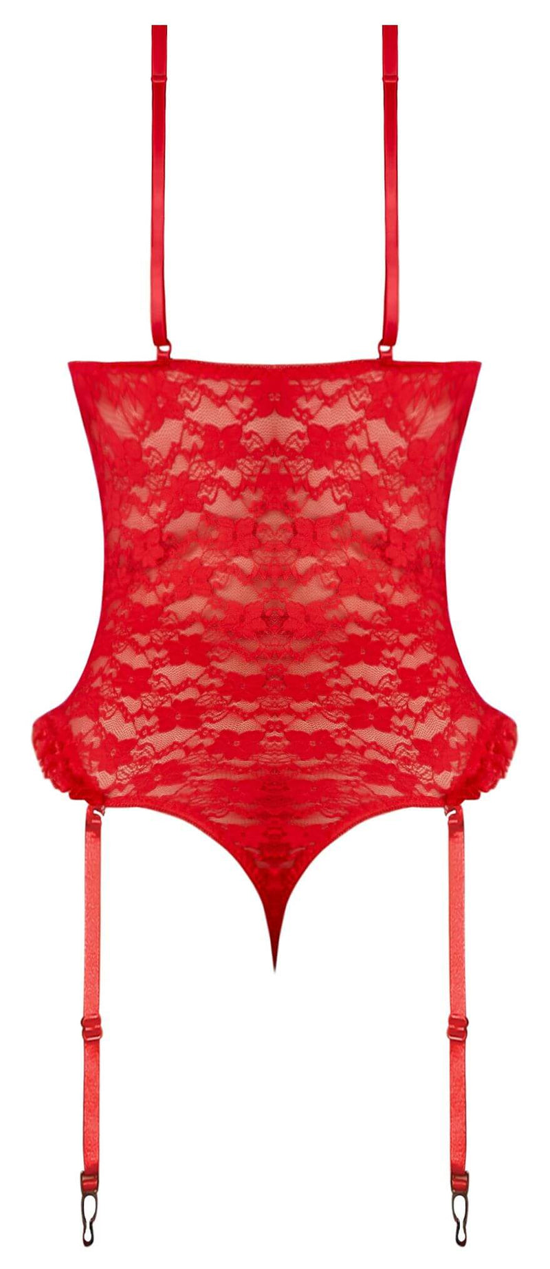 CUPLESS CROTCHLESS TEDDY RED S/M (LUV LACE)-6