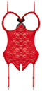 CUPLESS CROTCHLESS TEDDY RED S/M (LUV LACE)-7