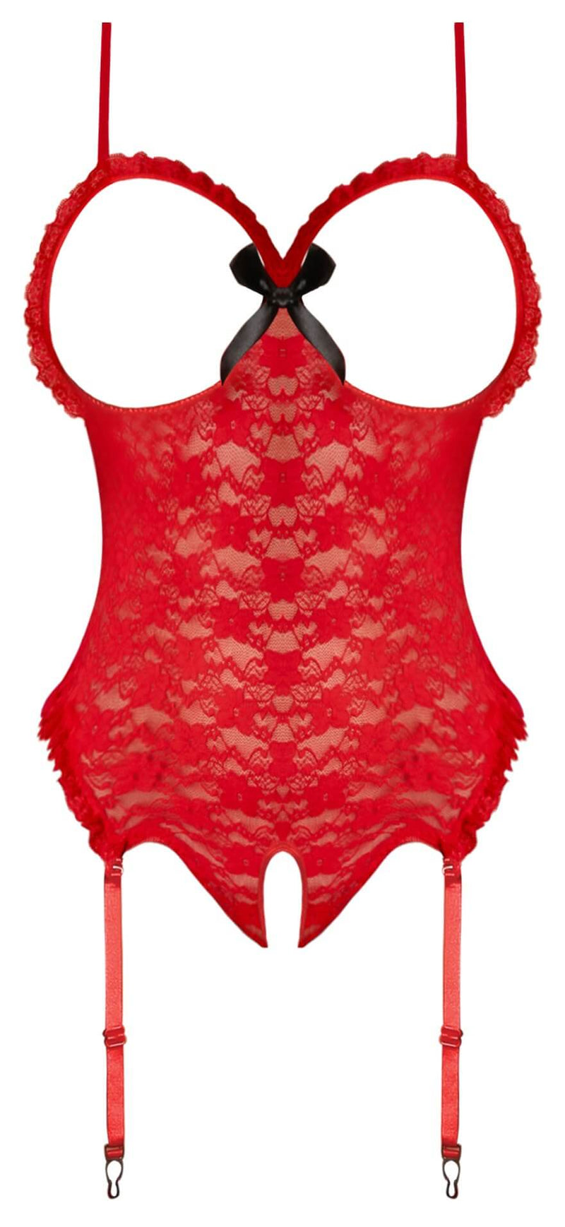 CUPLESS CROTCHLESS TEDDY RED S/M (LUV LACE)-7