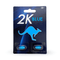 Kangaroo 2K Blue men's herbal supplement pack showing two blue capsules for stamina and vitality.