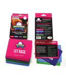 Image of Ball and Chain Bedroom Baseball Card Game with vibrant cards and packaging for a playful date night.