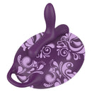 BouncyBliss Classic Rideable Vibrator Purple with floral design and ergonomic handles for hands-free pleasure.