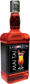 Liquor Lube Mai Tai 4 Fl Oz Flavored Water Based Lubricant bottle featuring tropical cocktail design